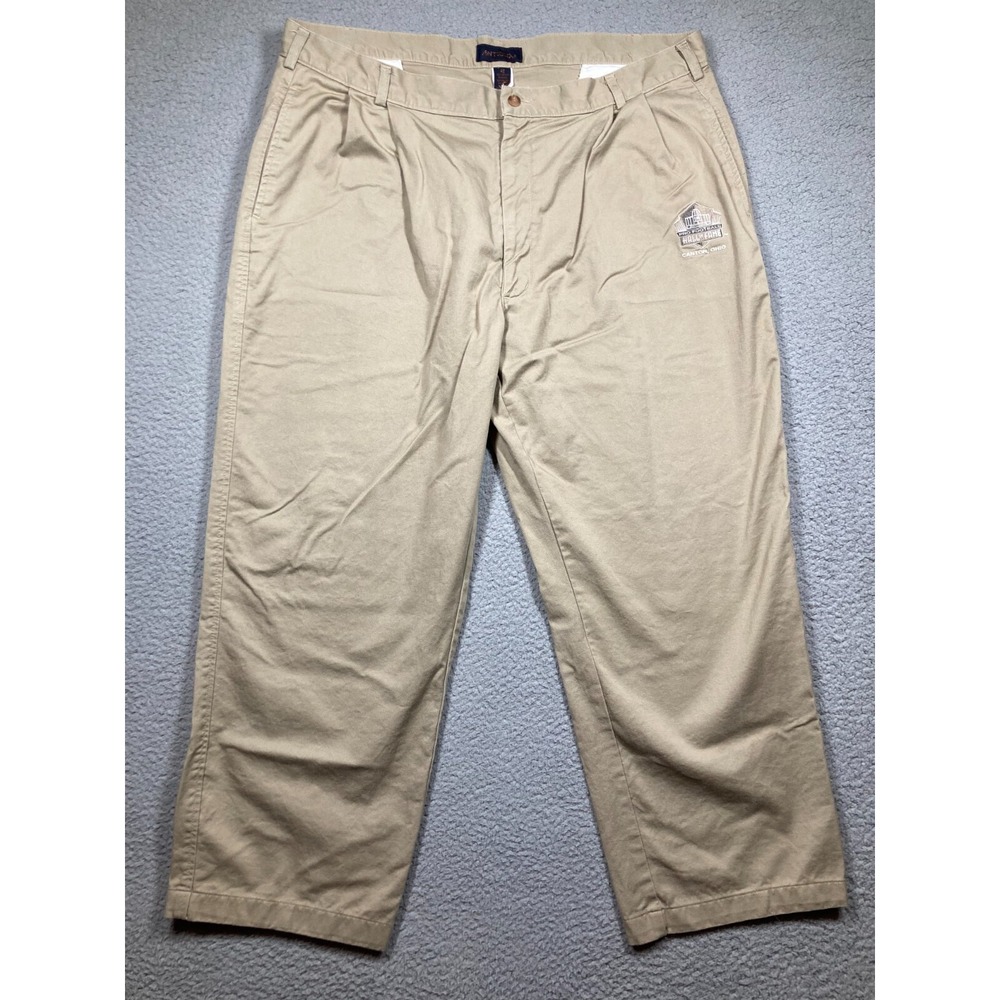 Pro Football Hall of Fame Pants Men's 42*x27 Beige Khaki‎ Pleated  Canton Ohio